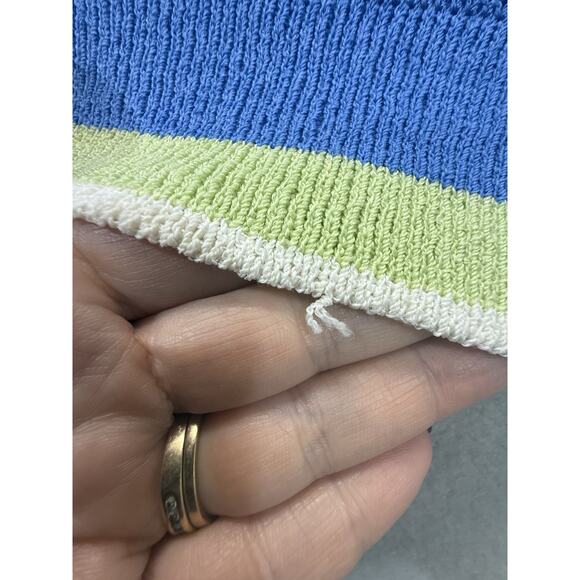 St John Yellow Label Santana Knit Sleeveless Top M Blue Green Wool Blend Preppy - Picture 7 of 13
